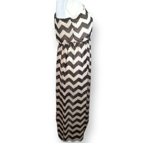 FASHION MAGAZINE BLACK & TAN STRIPE DRESS SZ.M EUC - Picture 4 of 6